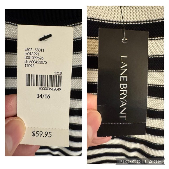 Lane Bryant-Black/White Striped Sweater - Picture 12 of 15